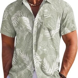 coofandy camisa hawaiana de manga corta con botones florales