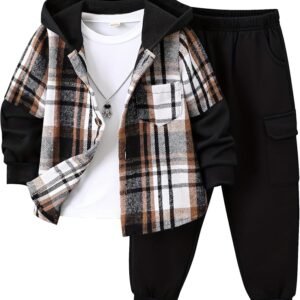 conjunto de 2 piezas para niños de camisa de franela