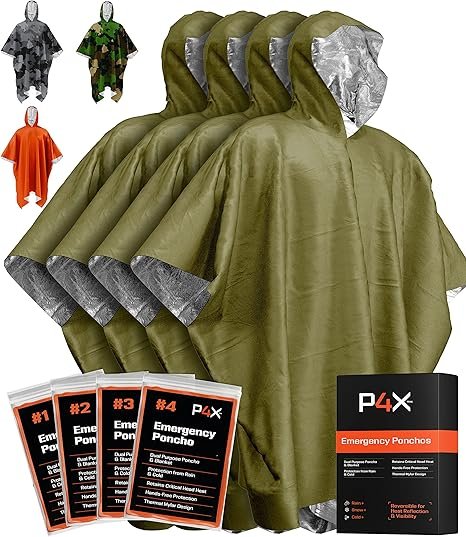 poncho de emergencia mylar PREPARED4X supervivencia exteriores
