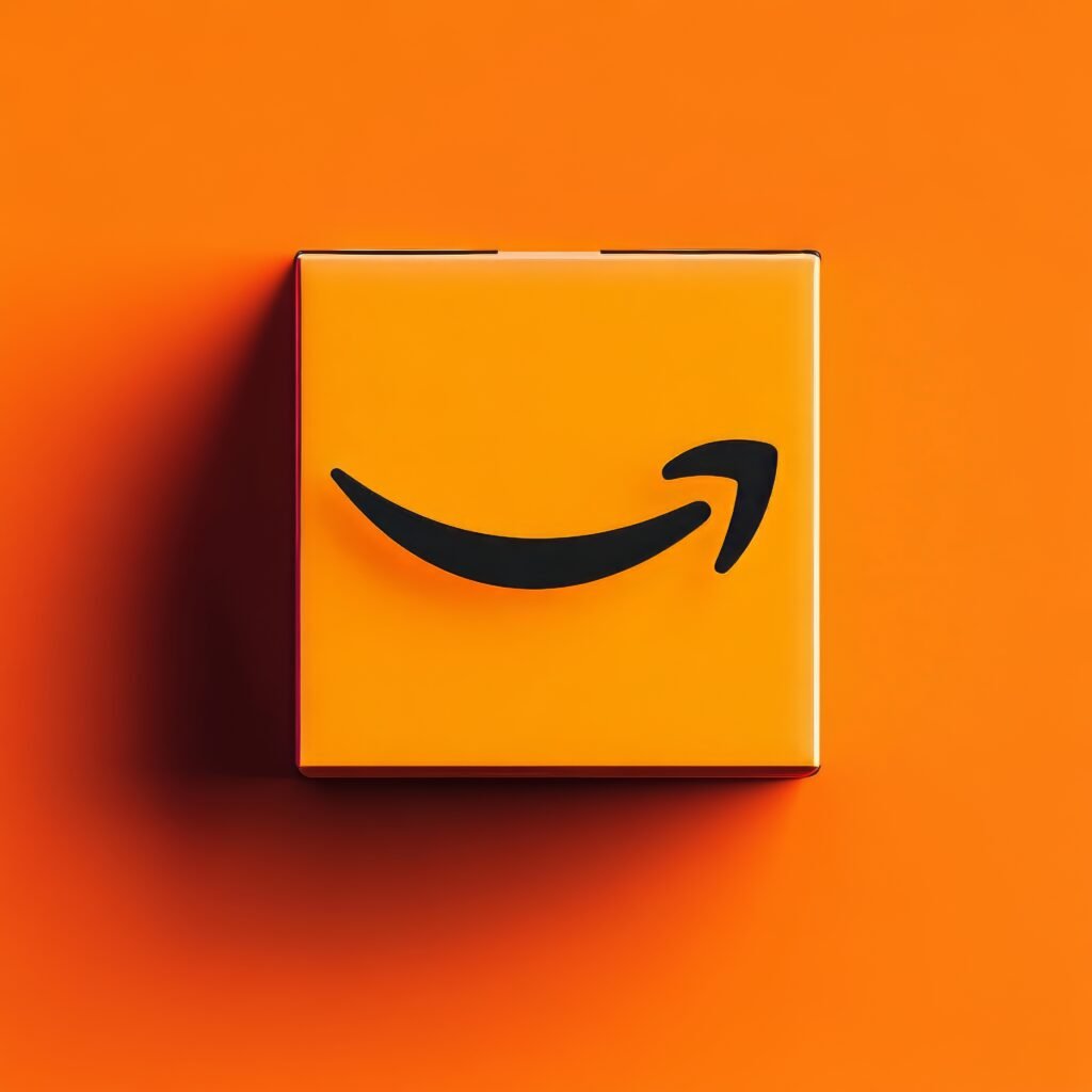 laptop with smiley face orange background 3d rendering