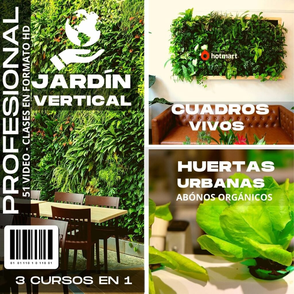 3 Poderosos alucinantes Cursos en 1: Jardín Vertical Profesional,Cuadros Vivos y Huertas Verticales